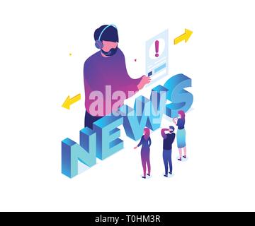 News concept - modern colorful isometric vector illustration Stock Vector