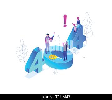 Error 404 page - modern colorful isometric vector illustration Stock Vector