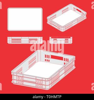 Plastic crate without silhouette Stock Vector