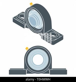 Plummer Block Bearing. Without outline and colored. Stock Vector