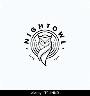 Nigh Owl Line Art Design concept Illustration Vector Template. Suitable for Creative Industry, Multimedia, entertainment, Educations, Shop, and any re Stock Vector