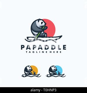 Panda Paddle Design concept Illustration Vector Template. Suitable for Creative Industry, Multimedia, entertainment, Educations, Shop, and any related Stock Vector