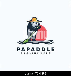 Panda Stand Paddle Design concept Illustration Vector Template. Suitable for Creative Industry, Multimedia, entertainment, Educations, Shop, and any r Stock Vector