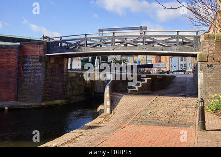 Lock number one at Cambrian Wharf in the centre of Birmingham Stock Photo