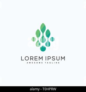 Abstract Leaf Tech Concept illustration vector Design template. Suitable for Creative Industry, Multimedia, entertainment, Educations, Shop, and any r Stock Vector