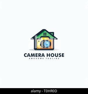 Abstract Camera House illustration vector Design template. Suitable for Creative Industry, Multimedia, entertainment, Educations, Shop, and any relate Stock Vector