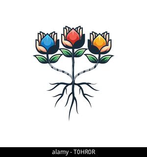 Abstract Hand Flower illustration vector Design template. Suitable for Creative Industry, Multimedia, entertainment, Educations, Shop, and any related Stock Vector