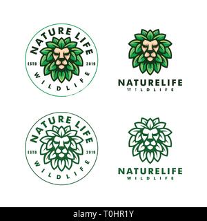 Abstract Lion Leaf illustration vector Design template. Suitable for Creative Industry, Multimedia, entertainment, Educations, Shop, and any related b Stock Vector