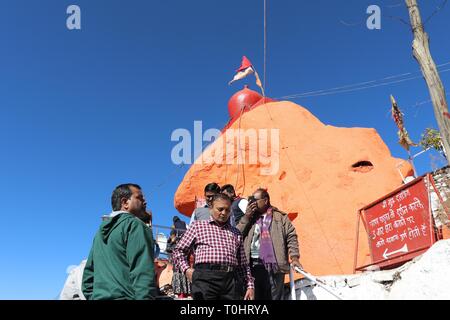 Tourists visiting the famous Guru Dattatreya Mandir/Guru Shikhar-Mount Abu/Rajasthan/India. Stock Photo