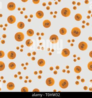 Seamless pattern with golden coins flat style 10 eps Stock Vector
