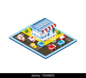 Isometric Colorful 3d Shop Stock Vector