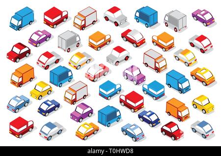 Colorful 3d Isometric Set Of Cars Stock Vector