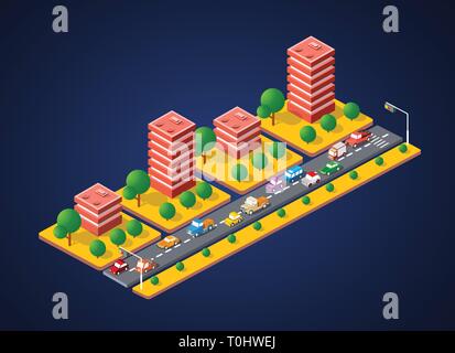 City Landscape 3d Colorful Stock Vector