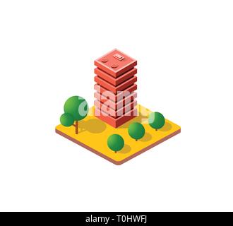 Colorful 3D isometric city Stock Vector
