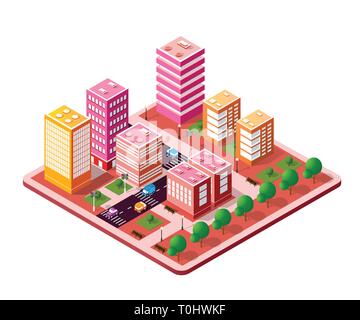 Colorful 3D isometric city Stock Vector Image & Art - Alamy
