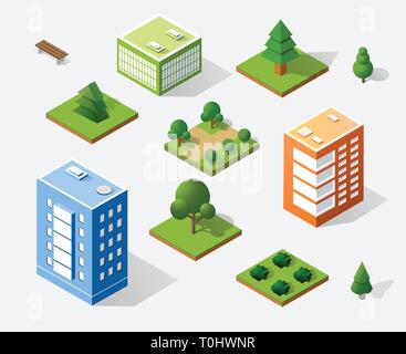 Isometric 3d trees Stock Vector