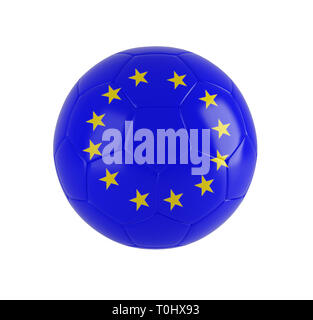 Soccer ball isolated on white. 3d illustration. High resolution image. European Union flag. Stock Photo