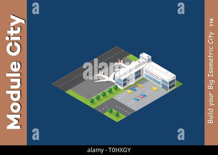 Isometric city 3D airport Stock Vector