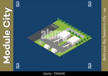 Isometric city 3D airport Stock Vector