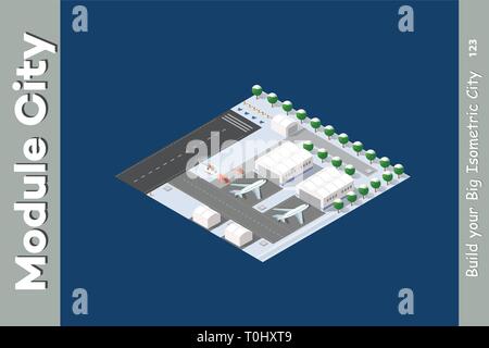 Winter isometric airport Stock Vector