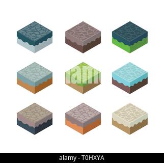 A set of isometric terrain Stock Vector