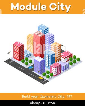 Colorful 3D isometric city Stock Vector