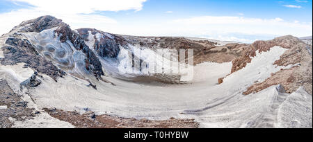 Escriva crater on volcano Etna in snow in winter, Sicily, Italy Stock Photo