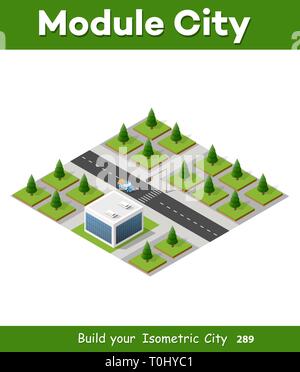 Isometric 3D park with trees Stock Vector