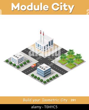 Set of isometric skyscrapers street Stock Vector