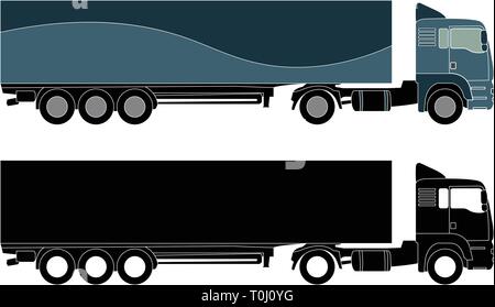 detailed truck silhouette - vector Stock Vector