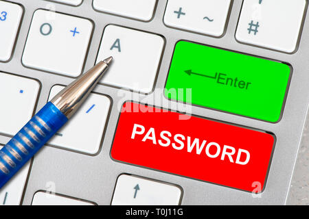 password printed on computer keyboard Stock Photo