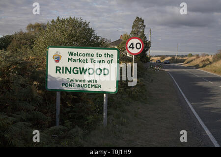 Ringwood sign Hampshire England Stock Photo