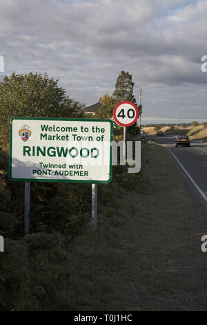 Ringwood sign Hampshire England Stock Photo