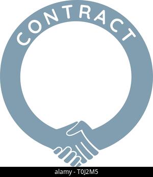 contract - round handshake frame design template Stock Vector