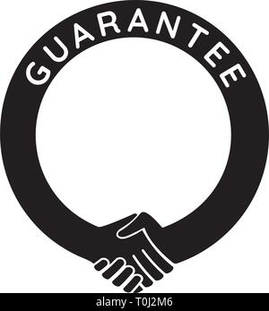 guarantee - round handshake template,   put any number or text in the frame Stock Vector