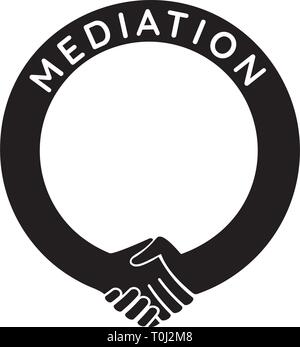 mediation - round handshake template,   put any number or text in the frame Stock Vector