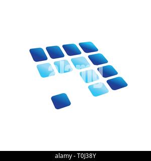 Blue Arrow Digital Panel Rounded Blocks Vector Symbol Graphic Logo Design Template Stock Vector