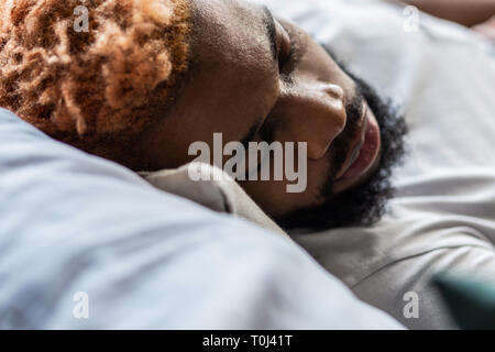 Portrait of a nice handsome man while sleeping Stock Photo