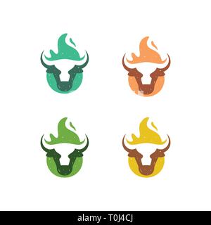 Abstract Cow Fire Concept illustration vector Design template. Suitable for Creative Industry, Multimedia, entertainment, Educations, Shop, and any re Stock Vector