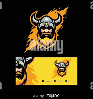 Abstract Viking illustration vector Design template. Suitable for Creative Industry, Multimedia, entertainment, Educations, Shop, and any related busi Stock Vector
