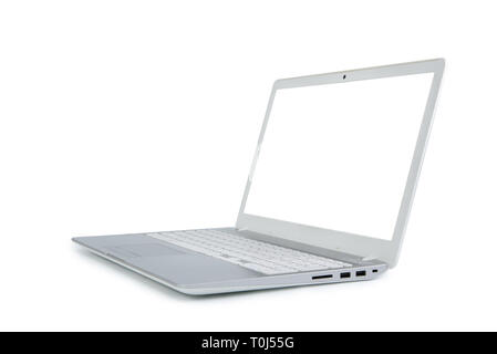 Isolated laptop with empty space on white background. Stock Photo