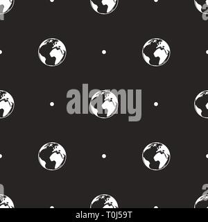 Seamless pattern with earth globe.Global sphere planet symbol. 10 eps Stock Vector