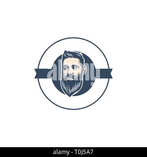 Beard man illustration Concept vector Design template.  Suitable for Creative Industry, Multimedia, entertainment, Educations, Shop, and any related b Stock Vector