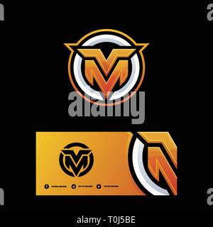 Abstract Letter M-V illustration vector template. Suitable for Creative Industry, Multimedia, entertainment, Educations, Shop, and any related busines Stock Vector