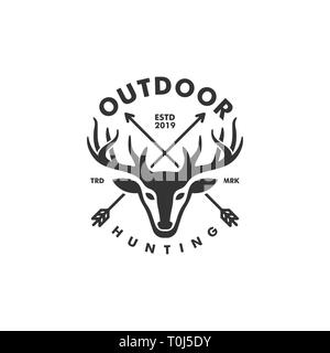 Deer Hunting Concept illustration vector template. Suitable for Creative Industry, Multimedia, entertainment, Educations, Shop, and any related busine Stock Vector