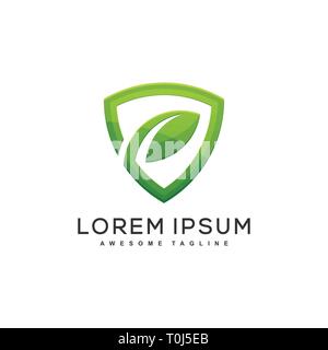 Leaf Shield illustration Concept illustration vector template. Suitable for Creative Industry, Multimedia, entertainment, Educations, Shop, and any re Stock Vector