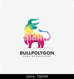 Bull Polygon Futuristic Mark illustration vector Design template. Suitable for Creative Industry, Multimedia, entertainment, Educations, Shop, and any Stock Vector