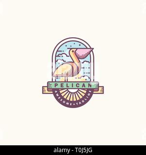 Pelican Line art illustration vector Design template. Suitable for Creative Industry, Multimedia, entertainment, Educations, Shop, and any related bus Stock Vector
