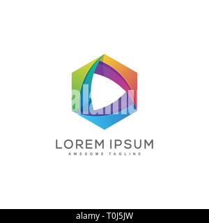 Play Polygon illustration vector Design template. Suitable for Creative Industry, Multimedia, entertainment, Educations, Shop, and any related busines Stock Vector