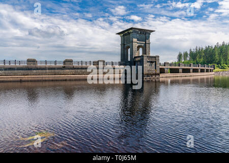 The dam at the Alwen Reservoir, Conwy, Wales, UK Stock Photo